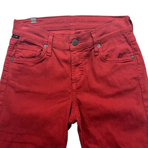 Citizens of Humanity Women Red Wash Denim Jeans Sz 24 x28 USA Made Stretch NWOT - Picture 2 of 16